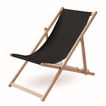 Comfortable wooden deck chair with canvas covering black colour