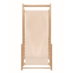 Comfortable wooden deck chair with canvas covering beige colour fourth view