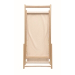 Comfortable wooden deck chair with canvas covering beige colour fifth view