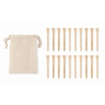 Set of 20 golf tees in a cotton bag beige colour