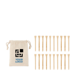 Set of 20 golf tees in a cotton bag beige colour view with print area