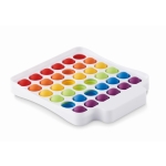 Relaxation toy with poppable, colourful buttons for promotions white colour