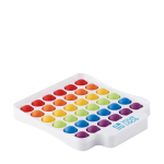 Relaxation toy with poppable, colourful buttons for promotions white colour view with print area