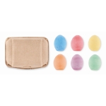 6 colours of egg-shaped chalks in an egg box beige colour third view