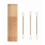 Bamboo box and 6 cotton swabs wood colour third view