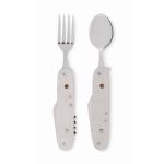 Collapsible multi-function metal cutlery set for camping wood colour fourth view