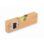 Small spirit level, bamboo with bottle opener wood colour