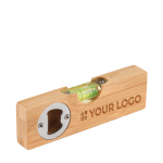 Small spirit level, bamboo with bottle opener wood colour view with print area