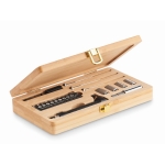 Tool set in bamboo case with, for promotions wood colour