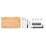 Tool set in bamboo case with, for promotions wood colour third view