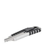 Retractable aluminium utility knife with 8 blades silver colour view with print area