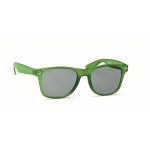 Sunglasses with recycled RPET frame, UV400 protection transparent green colour