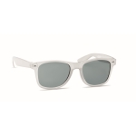 Sunglasses with recycled RPET frame, UV400 protection transparent white colour