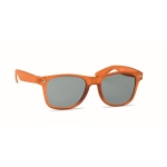 Sunglasses with recycled RPET frame, UV400 protection transparent orange colour