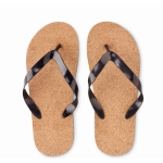 Cork flip-flops for the beach black colour second view