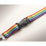 Lanyard made of RPET with rainbow colours and clasp multicolour colour third photographic view