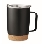 Thermo mug with double inner wall and cork base, 300 ml black colour