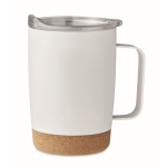 Thermo mug with double inner wall and cork base, 300 ml white colour