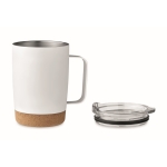 Thermo mug with double inner wall and cork base, 300 ml white colour second view