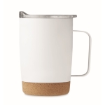 Thermo mug with double inner wall and cork base, 300 ml white colour fifth view