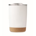 Thermo mug with double inner wall and cork base, 300 ml white colour sixth view