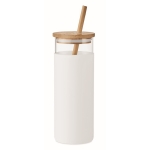 Cocktail glass, silicone sleeve, bamboo lid & straw, 450 ml white colour