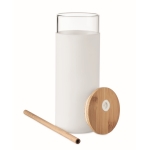 Cocktail glass, silicone sleeve, bamboo lid & straw, 450 ml white colour second view