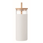 Cocktail glass, silicone sleeve, bamboo lid & straw, 450 ml white colour fourth view