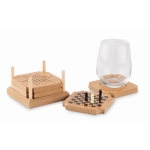 Set of 4 cork coasters with mini board-games for promotions wood colour second view