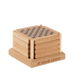 Set of 4 cork coasters with mini board-games for promotions view with print area