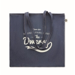 Organic cotton bag with  jeans look for promotions, 250 g/m2 blue colour main view