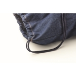 Cotton denim drawstring bag for trade fairs, 250 g/m2 blue colour third photographic view