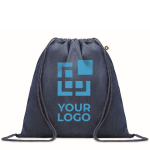 Cotton denim drawstring bag for trade fairs, 250 g/m2 view with print area