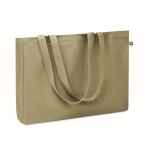 Large recycled canvas shopping bag, 280 g/m2 khaki colour