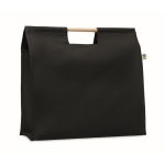 Eco-canvas shopping bag with bamboo handle, 360 g/m2 black colour