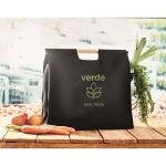 Eco-canvas shopping bag with bamboo handle, 360 g/m2 black colour main ambient view