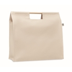 Eco-canvas shopping bag with bamboo handle, 360 g/m2 beige colour