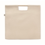 Eco-canvas shopping bag with bamboo handle, 360 g/m2 beige colour third view