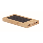 Bamboo power bank with solar panel, 4,000 mAH wood colour