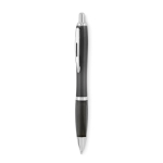 Recycled plastic ballpoint pen with blue ink for trade fairs black colour