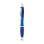 Recycled plastic ballpoint pen with blue ink for trade fairs blue colour