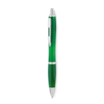 Recycled plastic ballpoint pen with blue ink for trade fairs green colour