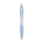 Recycled plastic ballpoint pen with blue ink for trade fairs light blue colour sixth view