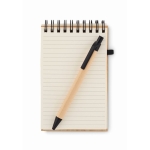 Bamboo notepad with recycled lined paper and matching pen, A6 black colour third view