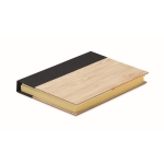 Sticky notes in various sizes in a notepad with a bamboo cover black colour second view