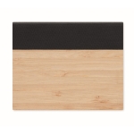 Sticky notes in various sizes in a notepad with a bamboo cover black colour third view