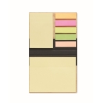 Sticky notes in various sizes in a notepad with a bamboo cover black colour fourth view