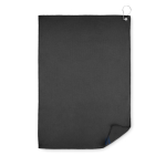 Polyester golf towel with hanging hook, 40 x 60 cm black colour