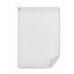 Polyester golf towel with hanging hook, 40 x 60 cm white colour