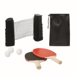 Table tennis set, net, 3 balls and 2 rackets for promotions black colour